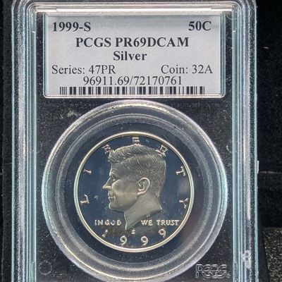 Sale Photo Thumbnail #346: 1999-S Kennedy 90% Silver Half Dollar PCGS PR69DCAM