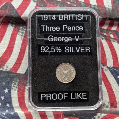 Sale Photo Thumbnail #52: 1914 Great Britain 3 Pence - 92.5% Silver, 1.41g