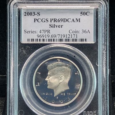 Sale Photo Thumbnail #348: 2003-S Kennedy 90% Silver Half Dollar PCGS PR69DCAM