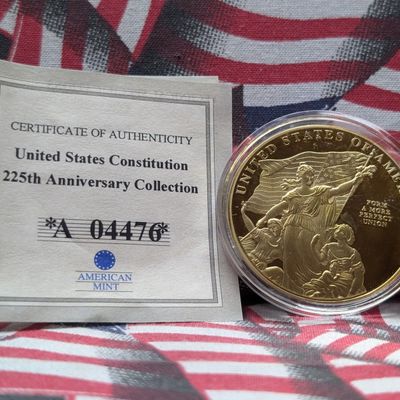 Sale Photo Thumbnail #16: 2012 American Mint WE THE PEOPLE, PROOF, 225th ANNV. Of the Constitution, 24KT. Gold Layered