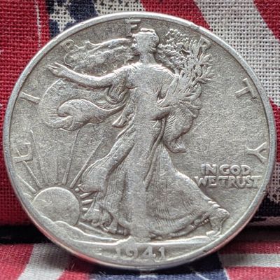 Sale Photo Thumbnail #226: 1941 Walking Liberty 90% Silver Half Dollar, WWII ERA, 85 years old