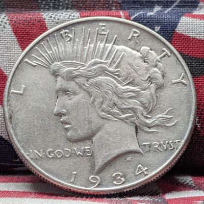 Sale Photo Thumbnail #314: 1934 Peace 90% Silver Dollar, 2nd to Last Year, 92 Years Old!