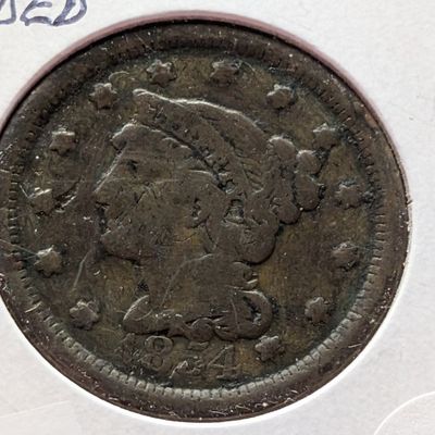 Sale Photo Thumbnail #273: 1854 Braided Hair Large Cent
