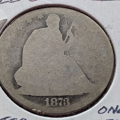 Sale Photo Thumbnail #147: 1873 Seated Liberty 90% Silver Half Dollar, "Closed 3 & No Arrows", only 587K minted