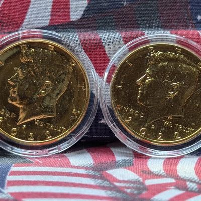 Sale Photo Thumbnail #34: 2022 P&D Gold Plated Kennedy Half Dollars