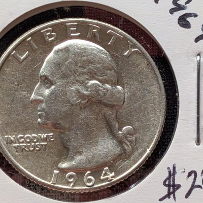 Sale Photo Thumbnail #57: 1964-D Washington 90% Silver Quarter