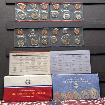 Sale Photo Thumbnail #190: 1987-P&D & 1991-P&D U.S. Mint Unc. Sets In OGP w/ COA