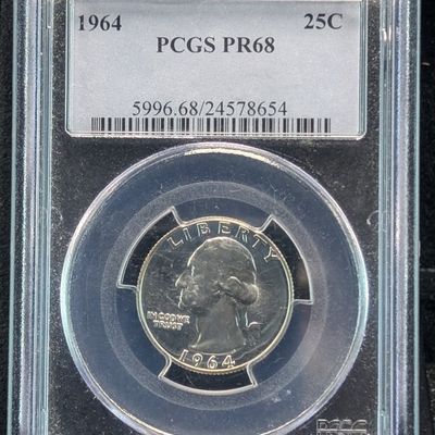 Sale Photo Thumbnail #337: 1964 Washington 90% Silver Quarter PCGS PR68