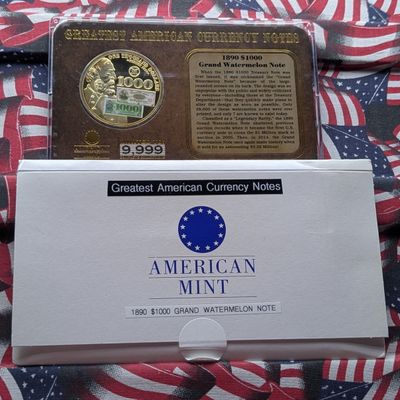 Sale Photo Thumbnail #87: American Mint Greatest American Currency Set w/ Replica 1890 $1,000 Grand Watermelon Note Round
