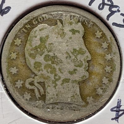 Sale Photo Thumbnail #295: 1893 Barber 90% Silver Quarter