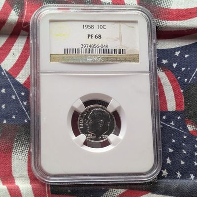 Sale Photo Thumbnail #45: 1958 Roosevelt 90% Silver Dime NGC PF 68