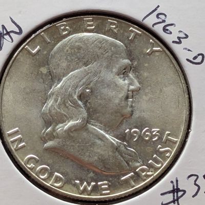 Sale Photo Thumbnail #148: 1963-D Franklin 90% Silver Half Dollar