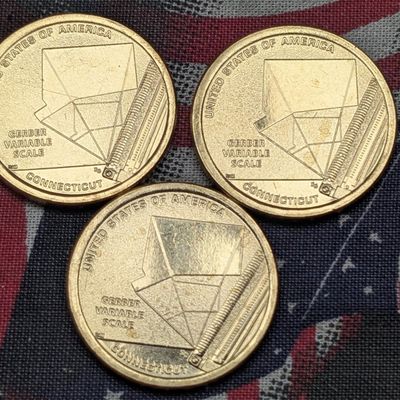 Sale Photo Thumbnail #47: (3) 2020-D Uncirculated Connecticut Innovation Dollars, Gerber Variable Scale