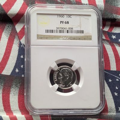 Sale Photo Thumbnail #115: 1960 Roosevelt 90% Silver Dime NGC PF 68