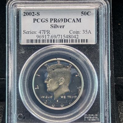 Sale Photo Thumbnail #347: 2002-S Kennedy 90% Silver Half Dollar PCGS PR69DCAM