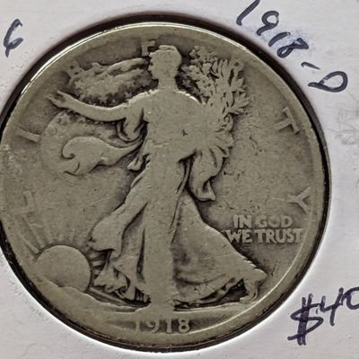 Sale Photo Thumbnail #169: 1918-D Walking Liberty 90% Silver Half Dollar