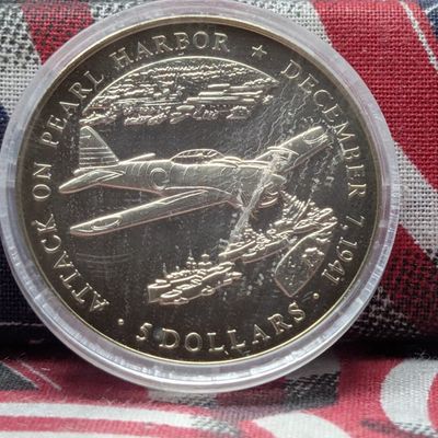 Sale Photo Thumbnail #89: 2000 Republic of Liberia Attack on Pearl Harbor Five Dollars