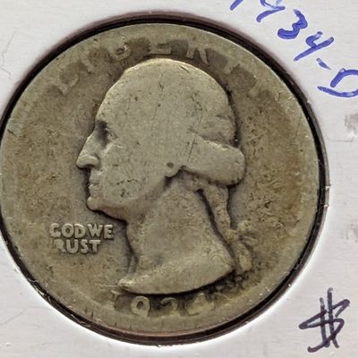 Sale Photo Thumbnail #197: 1934-D Washington 90% Silver Quarter