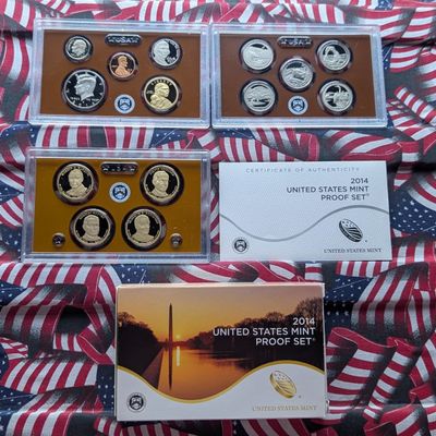 Sale Photo Thumbnail #228: 2014-S U.S. Mint PROOF Set with Presidential Dollars, Sacagawea Dollar and ATB Quarters In OGP w/ COA
