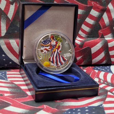 Sale Photo Thumbnail #80: 2002 Colorized American Silver Eagle One Troy Oz. .999 Fine Silver in Box