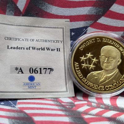 Sale Photo Thumbnail #256: 2012 American Mint Dwight Eisenhower, Leaders of World War ll, PROOF, 24KT Gold Layered Comm. Medal