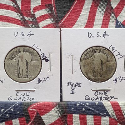 Sale Photo Thumbnail #305: No Date Type I and Type II Standing Liberty 90% Silver Quarters