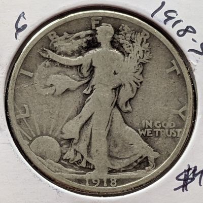 Sale Photo Thumbnail #241: 1918-S Walking Liberty 90% Silver Half Dollar