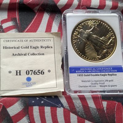 Sale Photo Thumbnail #157: *COPY* 1933 Gold Double Eagle Replica, PROOF, 24KT Gold Layered
