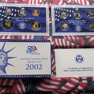 Sale Photo Thumbnail #249: 2002-S U.S. Mint PROOF Set with State Quarters and Sacagawea Dollar in OGP w/ COA