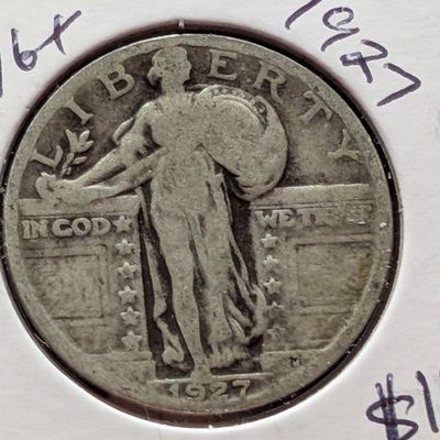 Sale Photo Thumbnail #176: 1927 Standing Liberty 90% Silver Quarter - 99 Years Old!