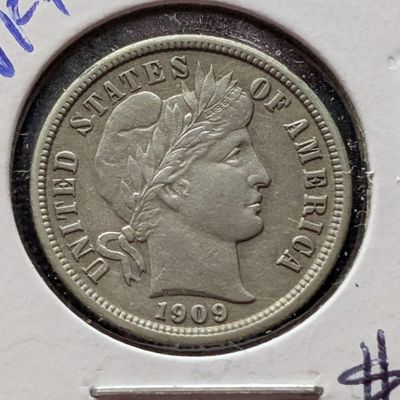 Sale Photo Thumbnail #85: 1909 Barber 90% Silver Dime - Full Liberty!