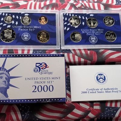 Sale Photo Thumbnail #242: 2000-S U.S. Mint PROOF Set with State Quarters and Sacagawea Dollar in OGP w/ COA