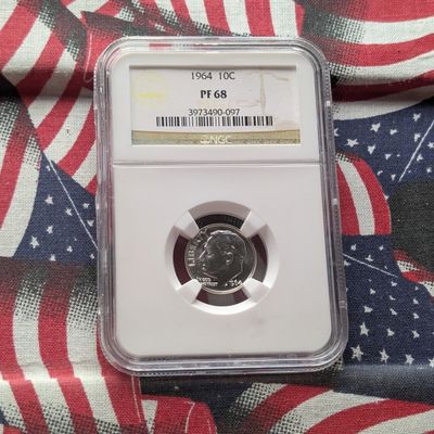 Sale Photo Thumbnail #136: 1964 Roosevelt 90% Silver Dime NGC PF 68