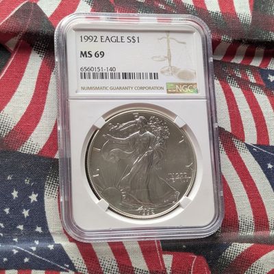 Sale Photo Thumbnail #239: 1992 American Silver Eagle One Troy Oz. .999 Silver NGC MS 69
