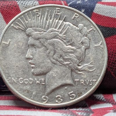 Sale Photo Thumbnail #304: 1935-S Peace 90% Silver Dollar, Semi Key/Last Year, 91 Years Old!