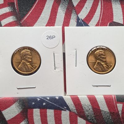Sale Photo Thumbnail #180: (2) 1958-D Lincoln Wheat Cents, Last Year of Series Red AU/BU