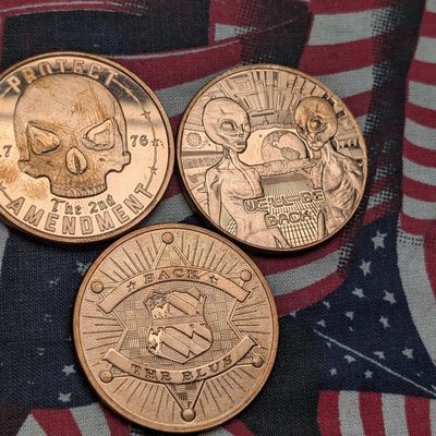 Sale Photo Thumbnail #195: (3) One A.V.D.P Oz. Copper Rounds