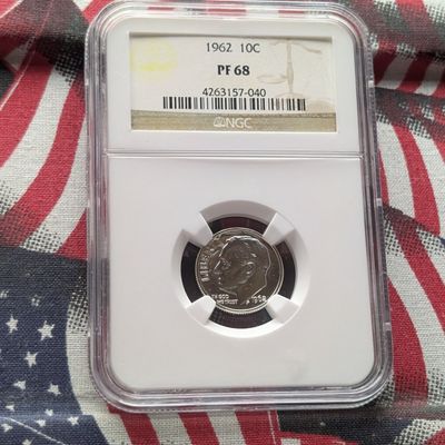 Sale Photo Thumbnail #135: 1962 Roosevelt 90% Silver Dime NGC PF 68