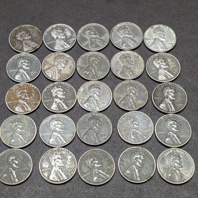 Sale Photo Thumbnail #238: (25) 1943 Steel Lincoln Wartime Wheat Cents
