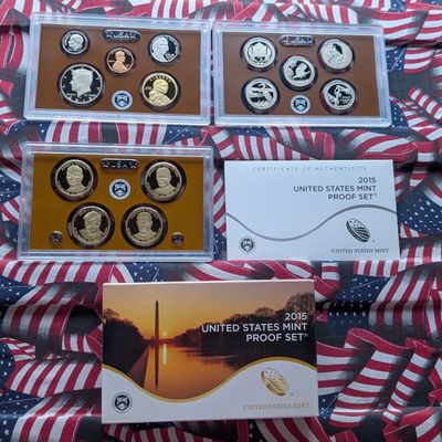 Sale Photo Thumbnail #229: 2015-S U.S. Mint PROOF Set with Presidential Dollars, Sacagawea Dollar and ATB Quarters in OGP w/ COA