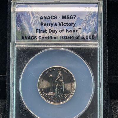 Sale Photo Thumbnail #321: 2013-D ATB Perry's Victory Washington Quarter ANACS Certified MS67, First Day of Issue