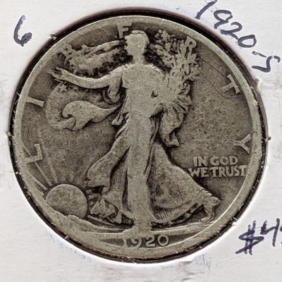 Sale Photo Thumbnail #300: 1920-S Walking Liberty 90% Silver Half Dollar