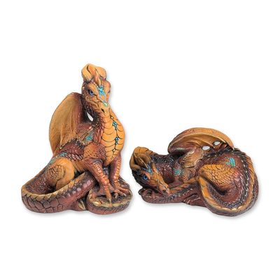 Sale Photo Thumbnail #69: 2pc Windstone Editions Melody Pena Gypsum Dragon Figurine Pair