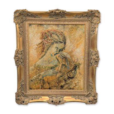 Sale Photo Thumbnail #6: Mario Casini (Italian 20th-21st Century) Oil on Board, Portrait of a Woman, Signed
