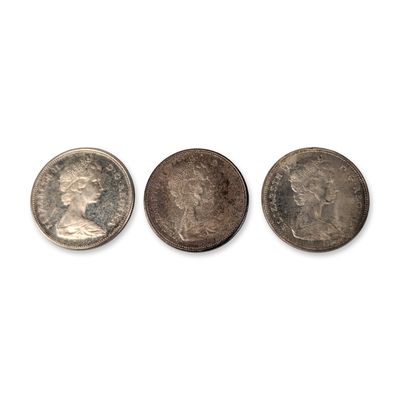 Sale Photo Thumbnail #656: 3pc 1966 and 1967 Canadian Silver One Dollar Coins
