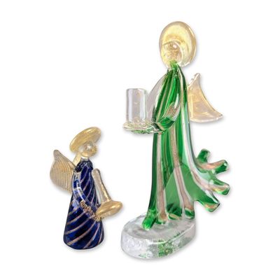Sale Photo Thumbnail #223: Pair of Blown Art Glass Angel Figurines