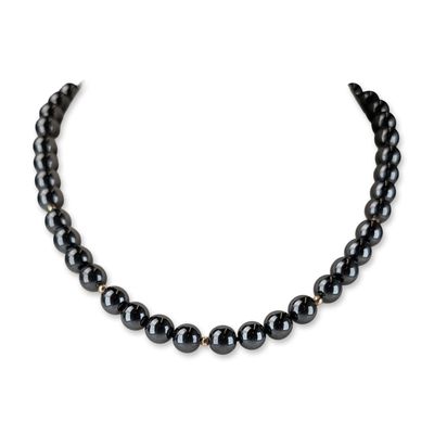 Sale Photo Thumbnail #350: 14K Gold and Polished Hematite Bead Necklace