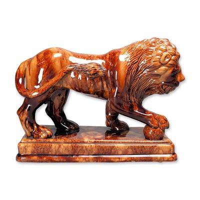 Sale Photo Thumbnail #494: Rockingham Glazed Ceramic Medici Lion Figurine