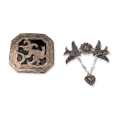 Sale Photo Thumbnail #141: 2pc 900 Silver Brooches including Judith Jack