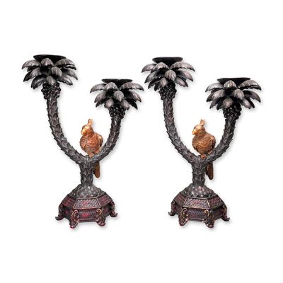 Sale Photo Thumbnail #252: Pair of Hollywood Regency Style Palm Tree Two Light Candelabra